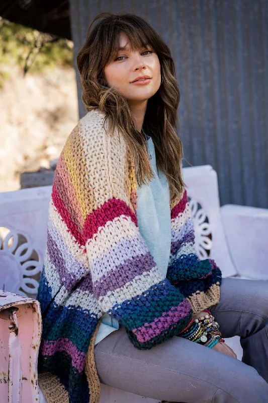 Wrapped up in Color Knit Cardigan - Neutral Open Front Closed Front Wrap Front