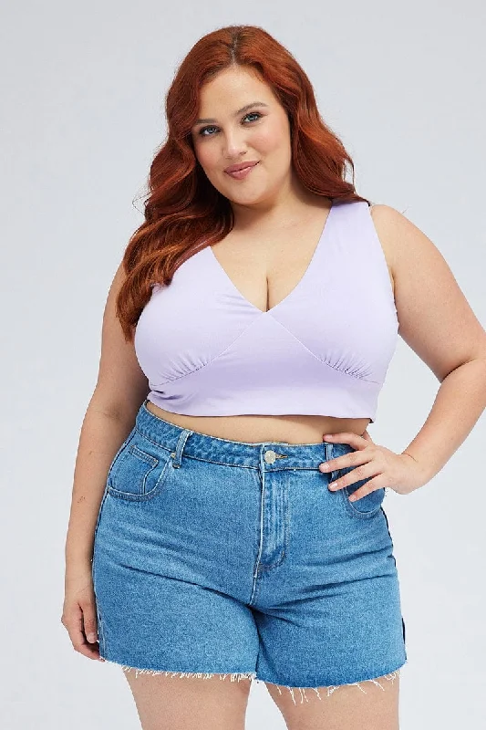 Purple Tank Top V-neck flexible tank top