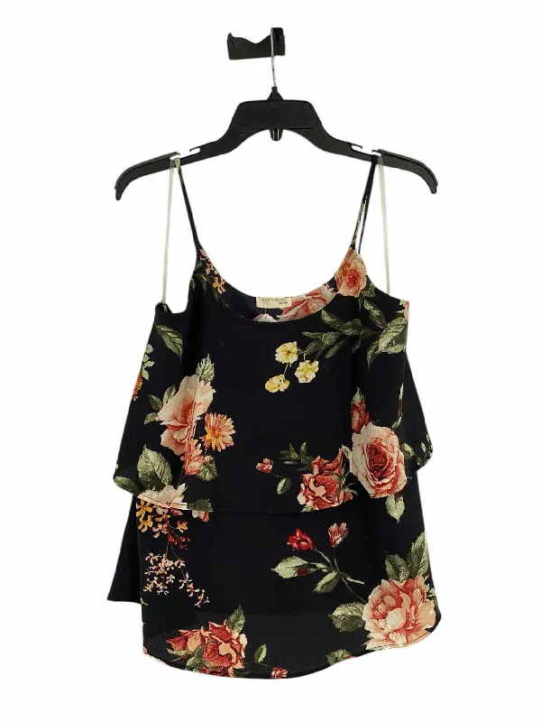 Twenty Second Size M Navy Pink Floral Tank Top essential tank top