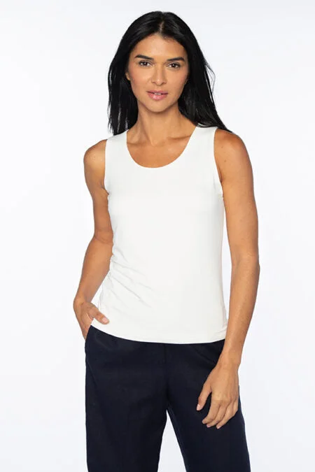Kinross Cashmere Scoopneck Tank silver tank top