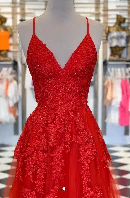 Red Lace Prom Dress, Prom Dresses, Evening Dress Formal Gown Graduation Party Dress, 2693 Tunics Lace romantic