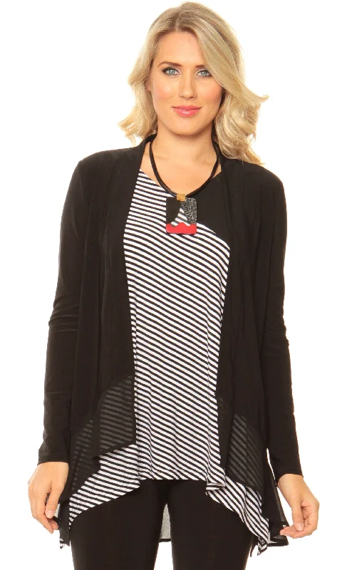 Black Cardigan Nylon Fabric Polyester Fabric Spandex Fabric
