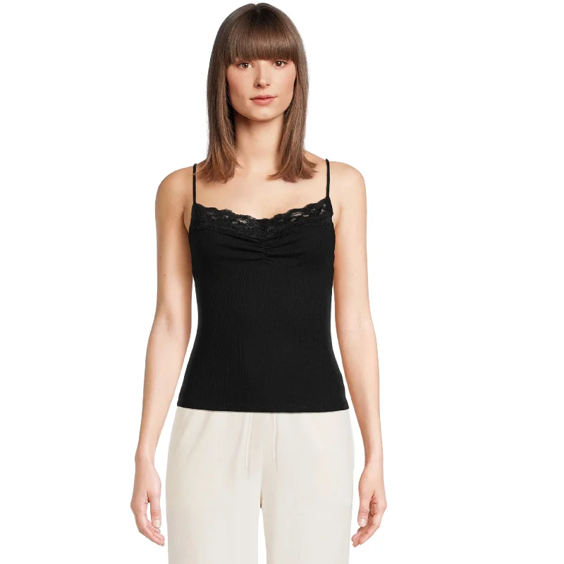 SELFIE -  Cinched Front Lace Trim Tank top sage tank top