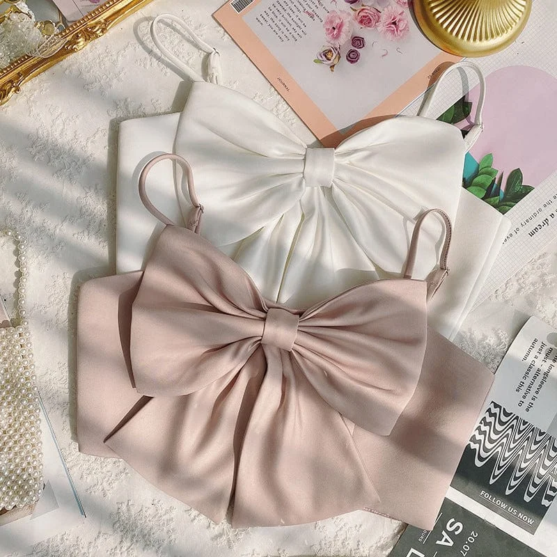D1245 European and American Style Tube Top Sexy Bow Backless Spaghetti Strap Tank Top loose fit tank