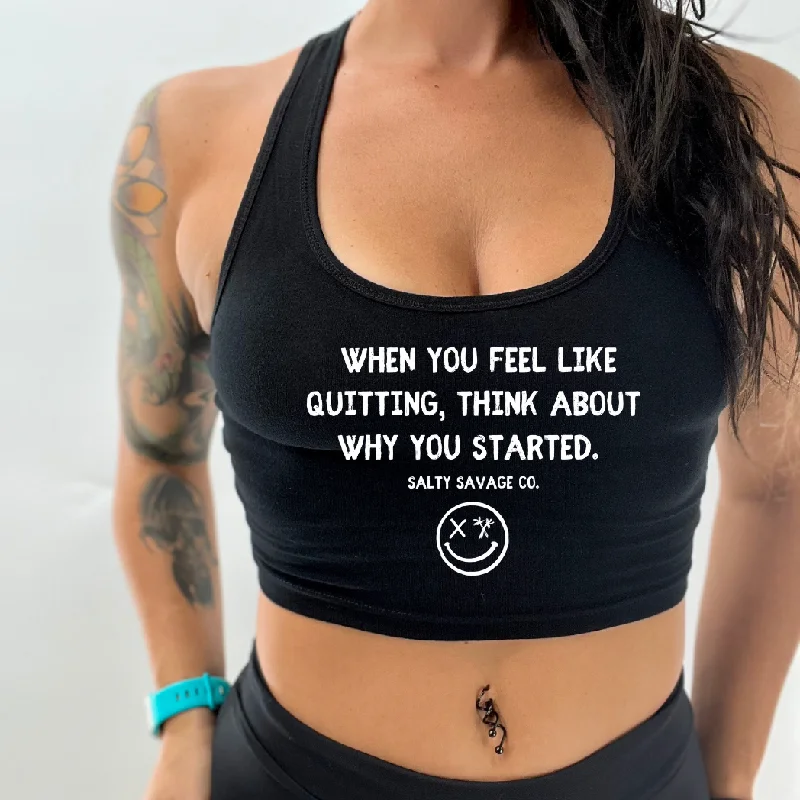 Ladies "NEVER QUIT" Racerback Crop Tank soft pink tank