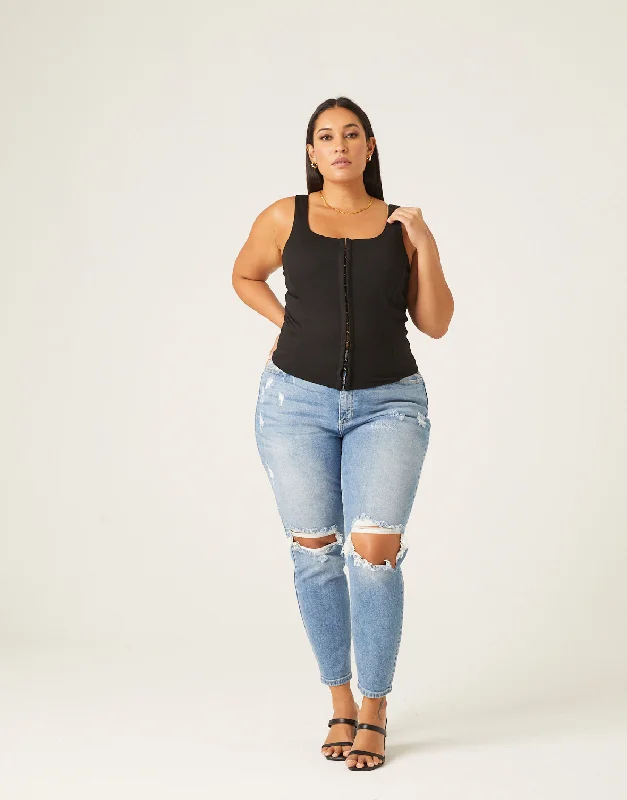 Plus Size Hook Front Tank baby blue tank