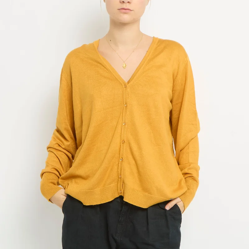 Button Detail Low Cut Knitted Cardigan - UK 14 Wool Cardigan Cotton Cardigan Cashmere Cardigan Button Detail Low Cut Knitted Cardigan - UK 14 Wool Cardigan Cotton Cardigan Cashmere Cardigan