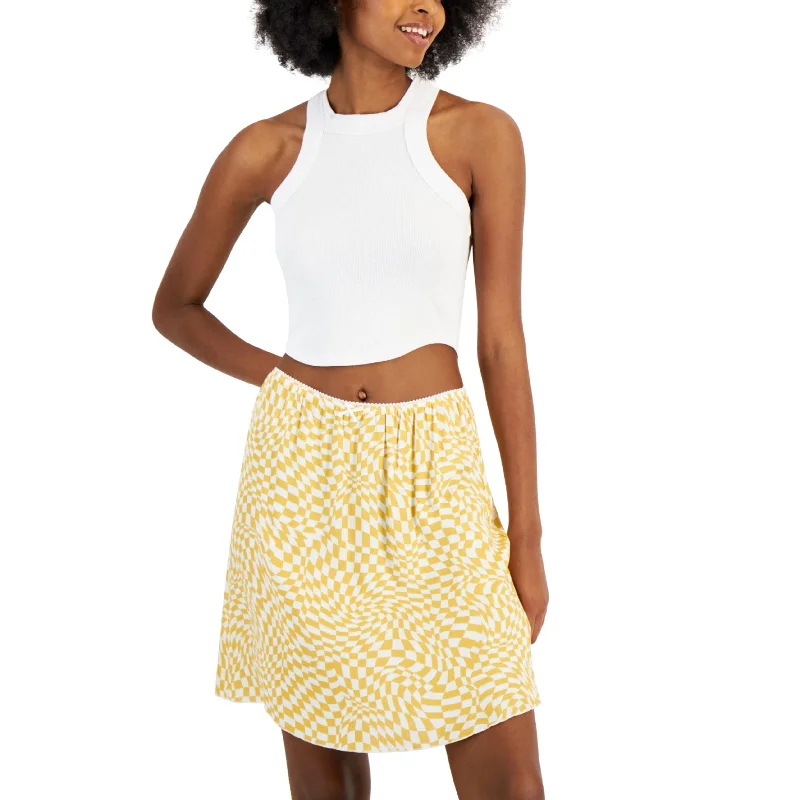 LOVE FIRE - Unlined Scalloped Pull on Skirt asymmetrical skirt cut