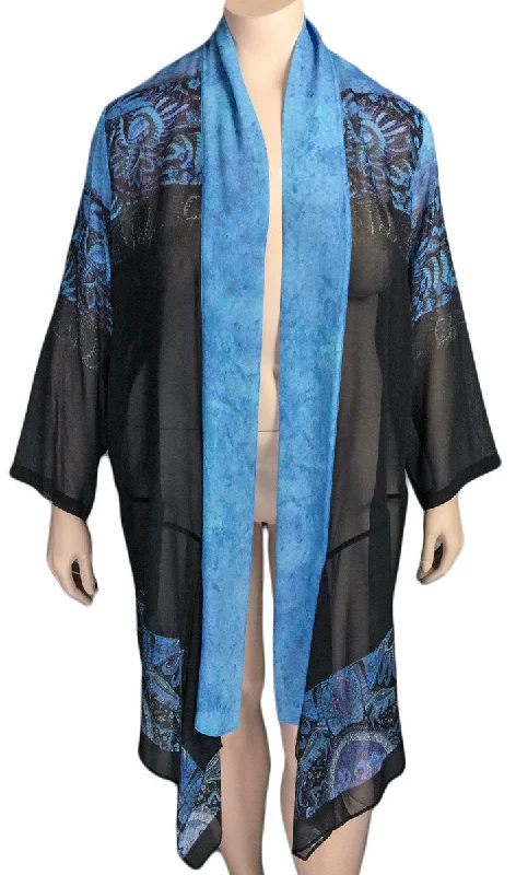 Dressori Silk Print Duster Jacket Satin Jacket Silk Jacket Chiffon Jacket