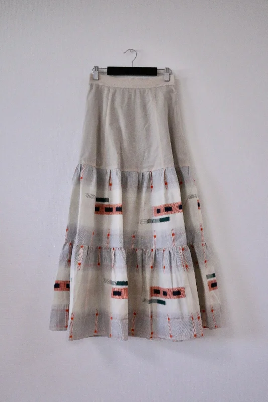 Lattice Pattern -Meisen Teered Skirt-Beige cashmere skirt soft