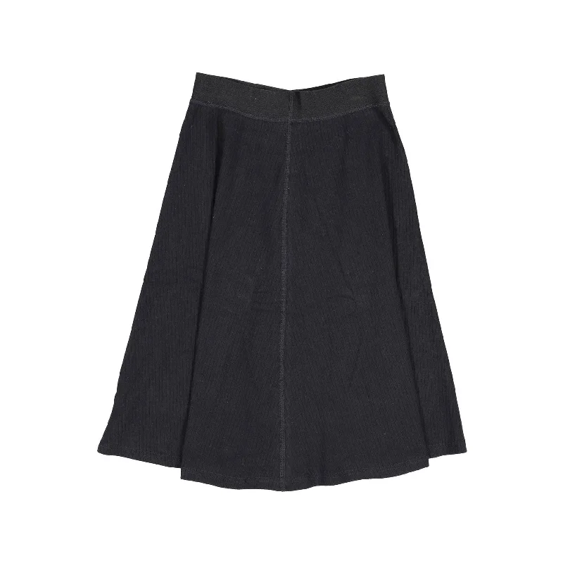 FYI Black Flat Rib Skirt velvet skirt glossy