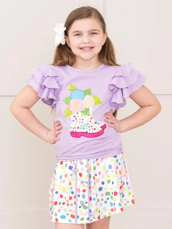 Lilac Confetti Cowgirl Outfit w/ Skirt chiffon skirt floaty