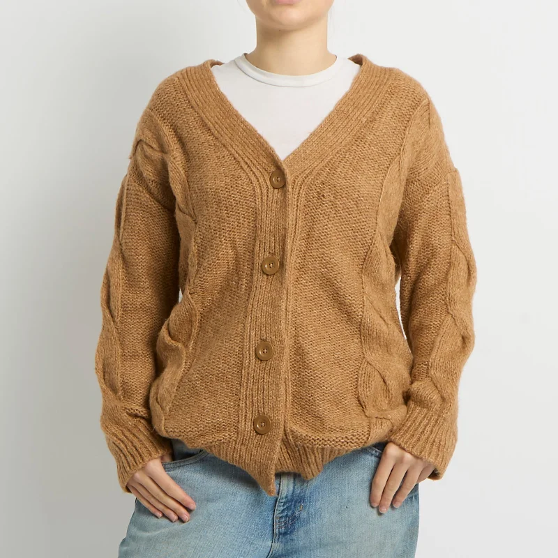 Cable Knit Cardigan - UK 14 Slim Fit Regular Fit Oversized
