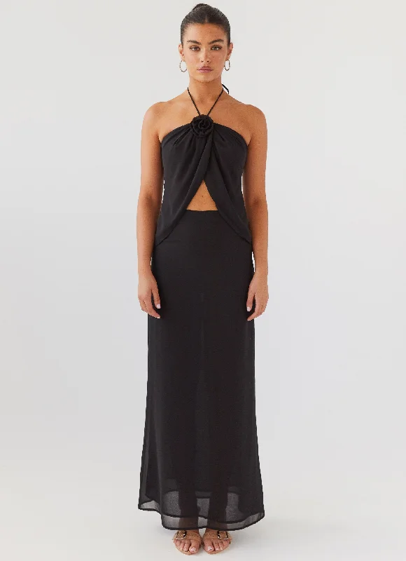 Nightfall Maxi Skirt - Midnight wool skirt warm