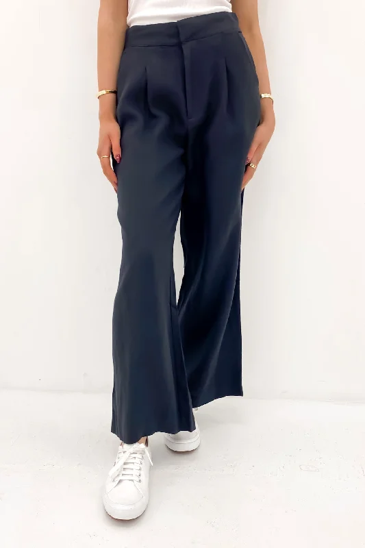 Elina Wide Leg Pant Black Soft Wool Pants