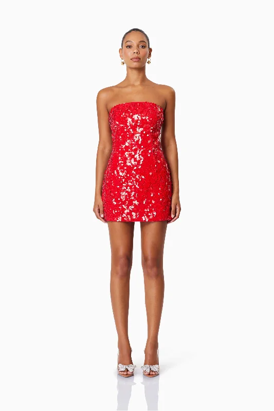 Emma Strapless Party Dress In Red Tunics Gym athletic