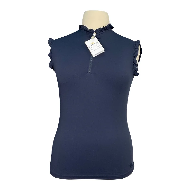 Kastel 1/4 Zip Ruffle Tank in Navy - Women's Large pastel tank top