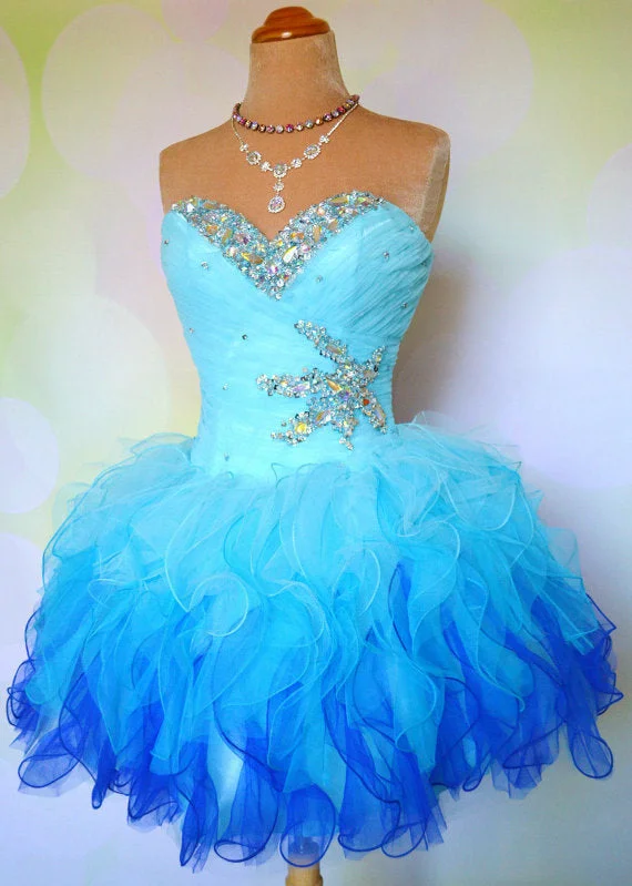 Blue Homecoming Dress, Lace Homecoming Gown Tulle Homecoming Gowns Ball Gown Party Dress, Short Prom Dresses, Lace Formal Dress, For Teens Tunics Corduroy durable