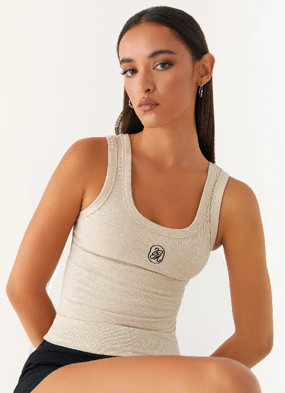 Signature Tank Top - Oatmeal lounge tank top