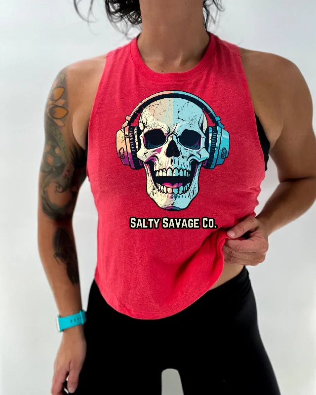Ladies “DEAD BEATS" Flowy Crop Tank neon tank top