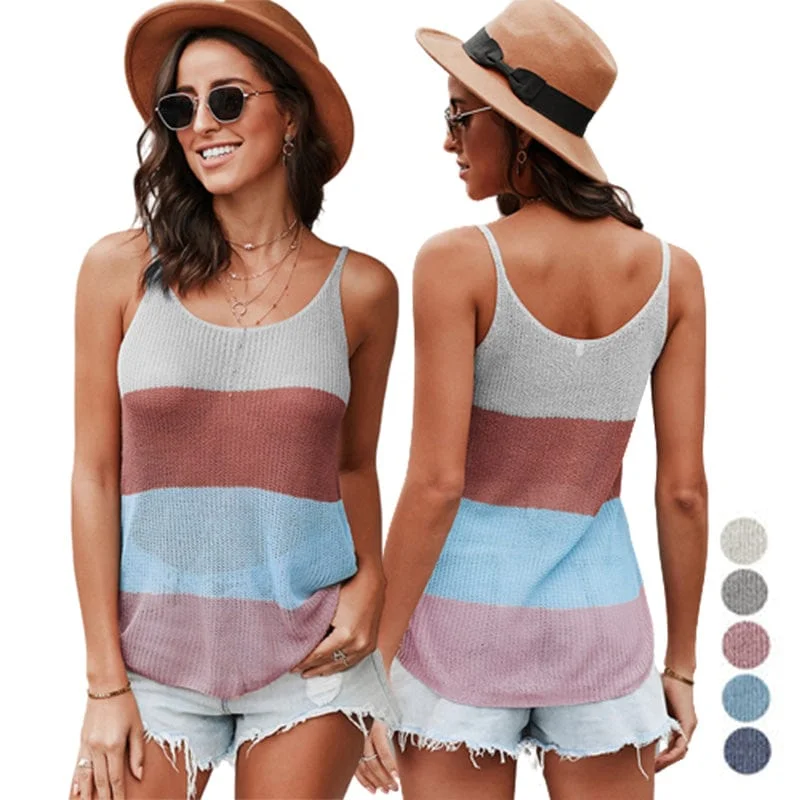 Hot Sale Casual Summer Athleisure Soft-touch Sleeveless Solid Knitted Women Tank Top sleep tank top