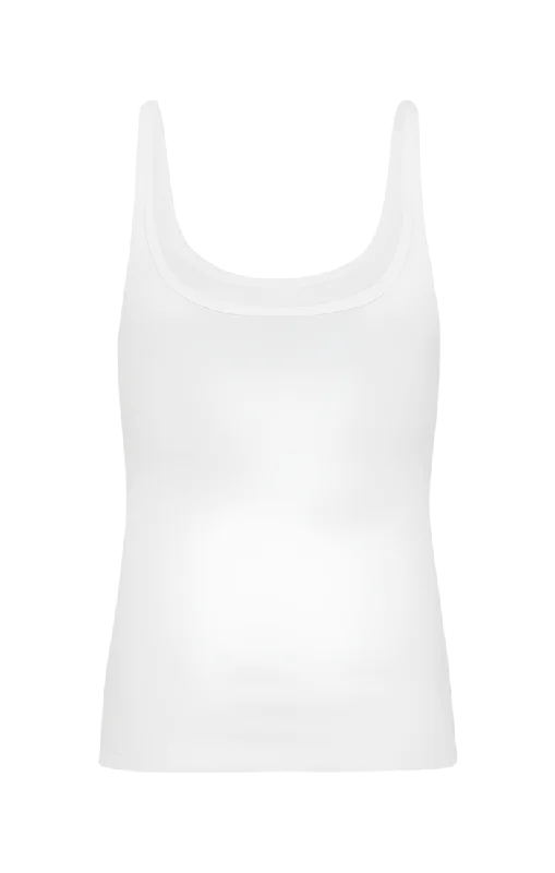 Organic Cotton Slim Scoop Tank - White sexy tank top