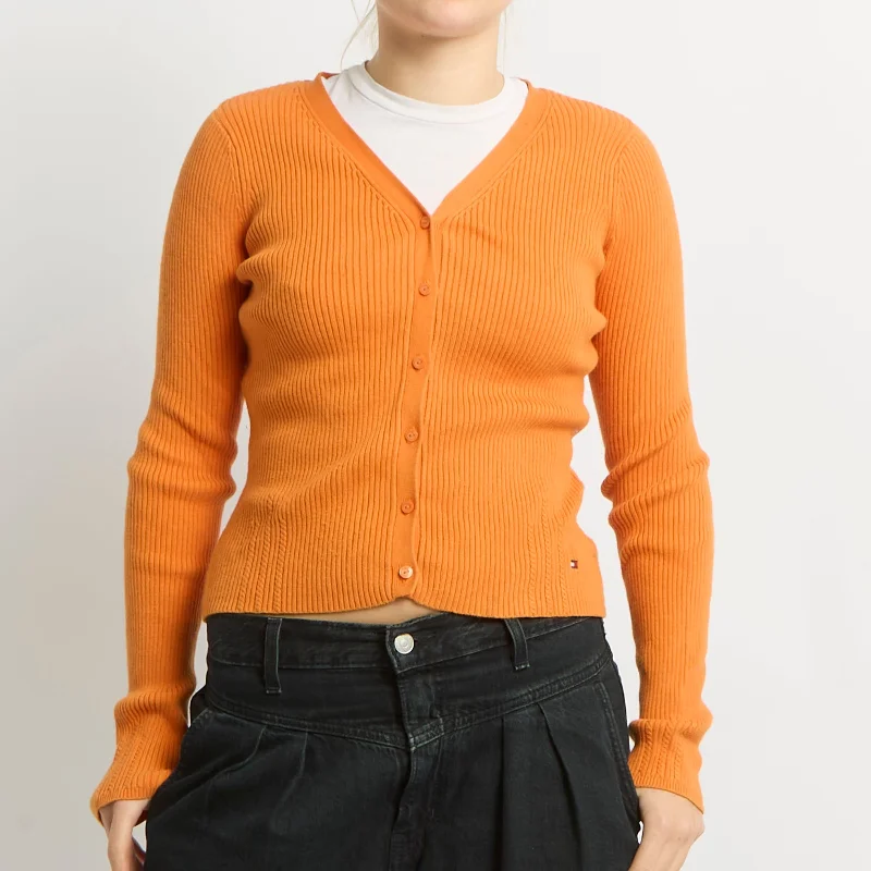 Tommy Hilfiger Knitted Cardigan - UK 8 Knit Fabric Woven Fabric Fleece Fabric