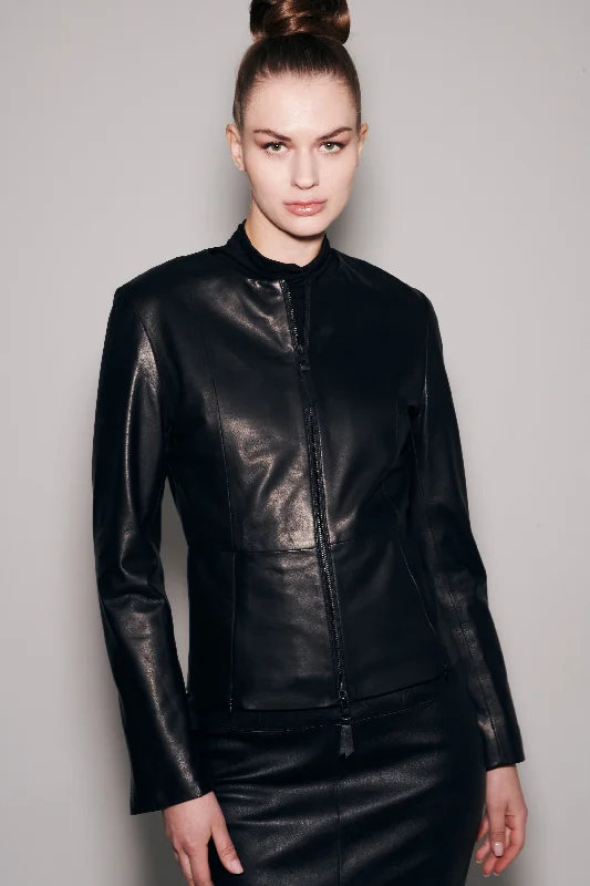 Blair Convert Peplum Jacket Black Giacca Lusso - Jakett Fleece Fabric Down Fabric Feather Fabric