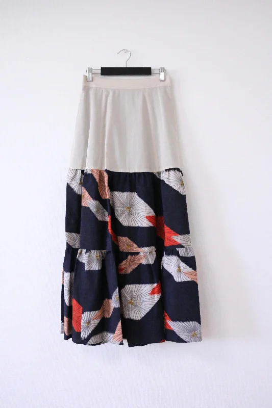 Yukata -Meisen Teered Skirt-Beige casual skirt length