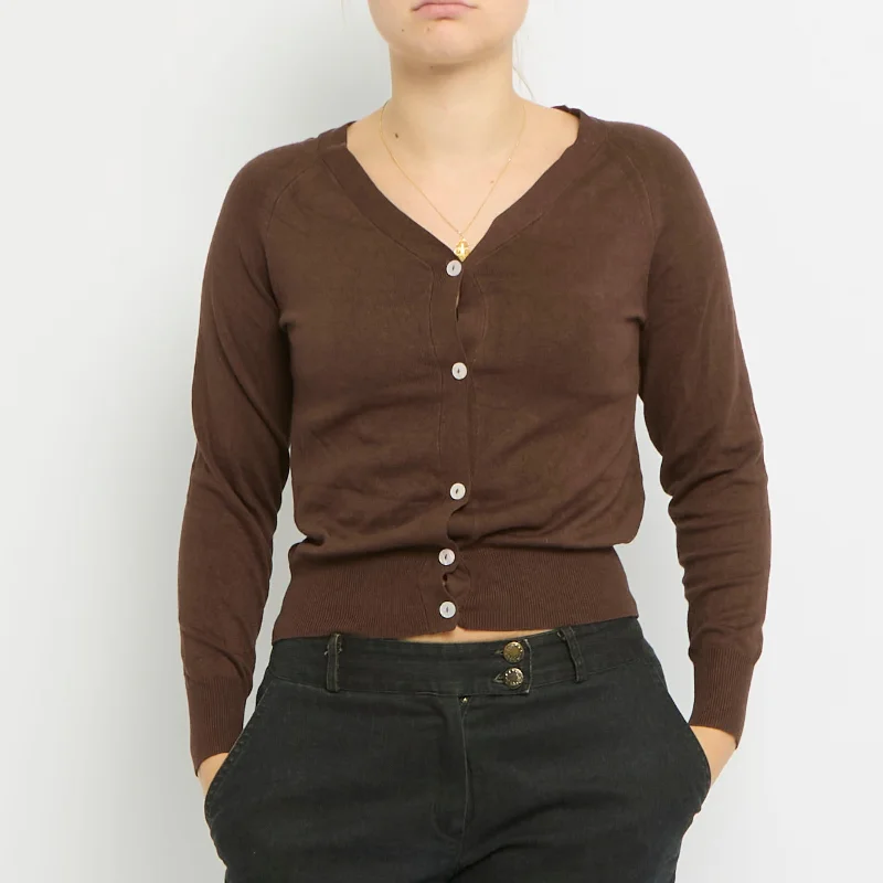 V-Neck Knitted Cardigan - UK 10 Slim Fit Regular Fit Oversized