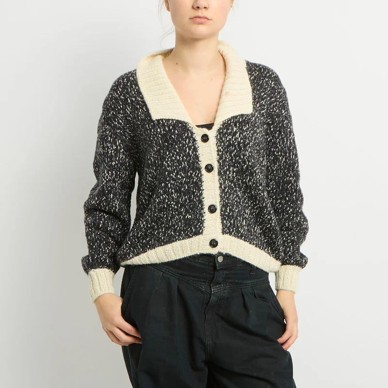 Chunky Knit Cardigan - UK 12 Polka Dot Checkered Tartan