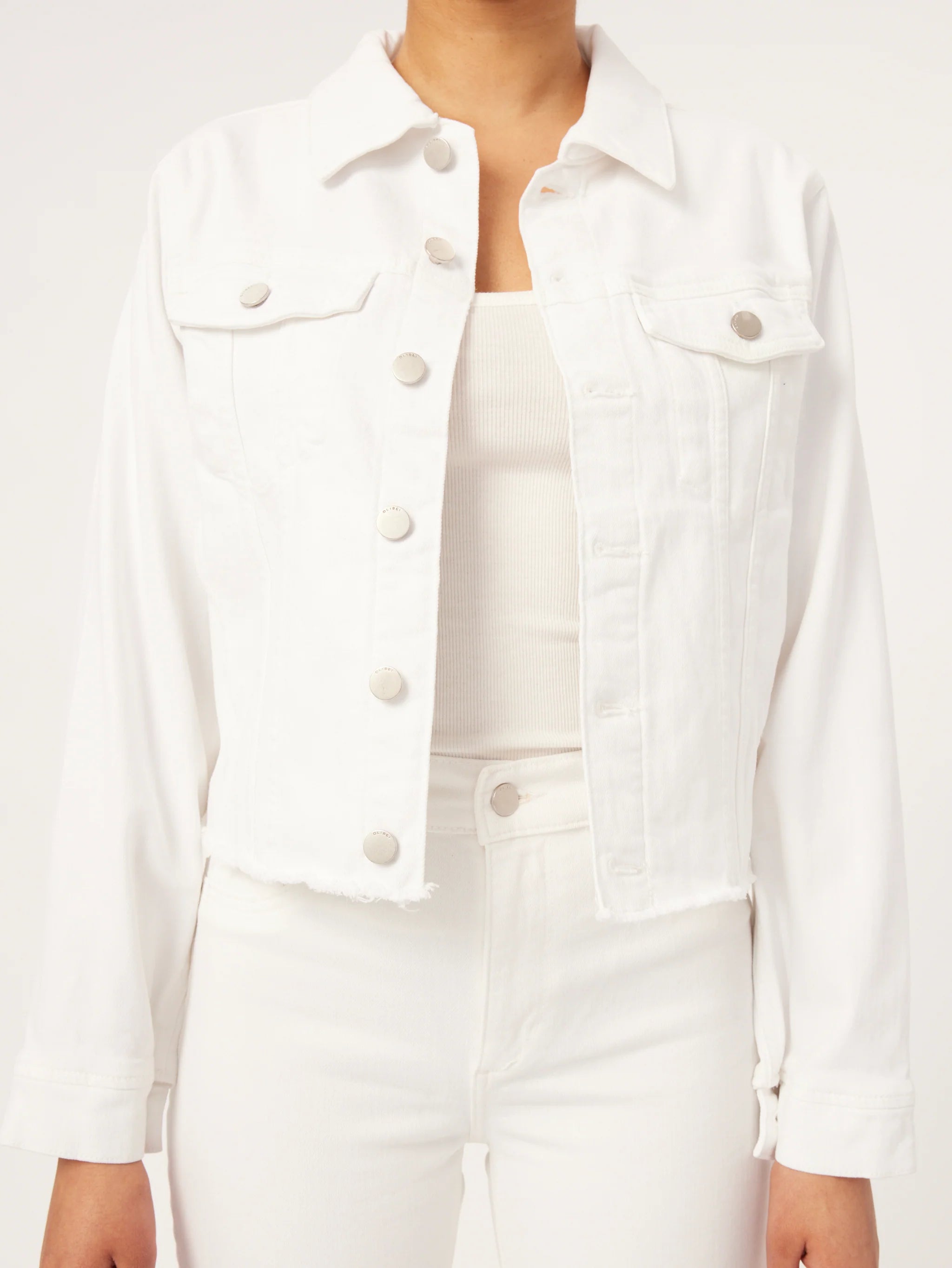 Vika Jacket Classic Denim Milk - DL1961 Ribbed Jacket Pleated Jacket Ruffled Jacket