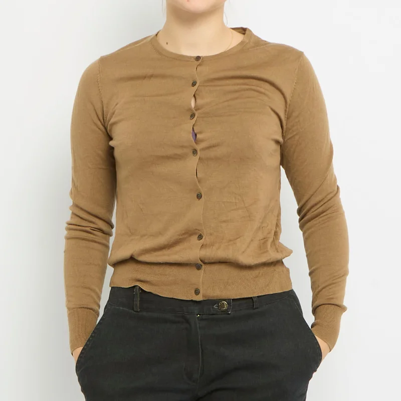 Round Neck Cardigan - UK 10 Bright Pastel Dark