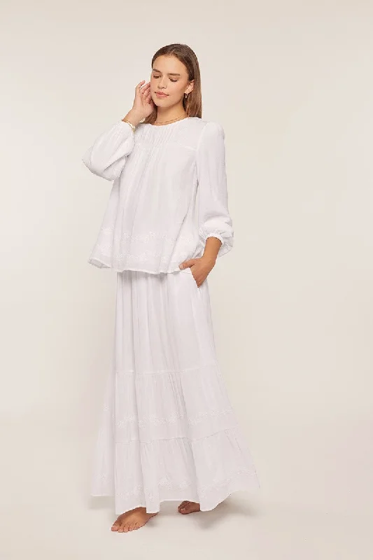 Embroidered White Skirt Set corduroy skirt durable