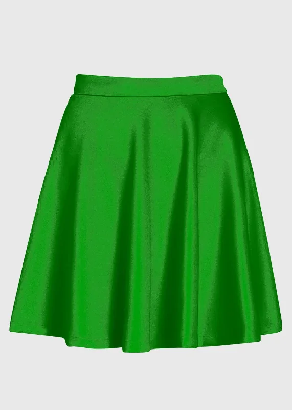 Emerald Elegance Green Skater Skirt silk skirt elegant