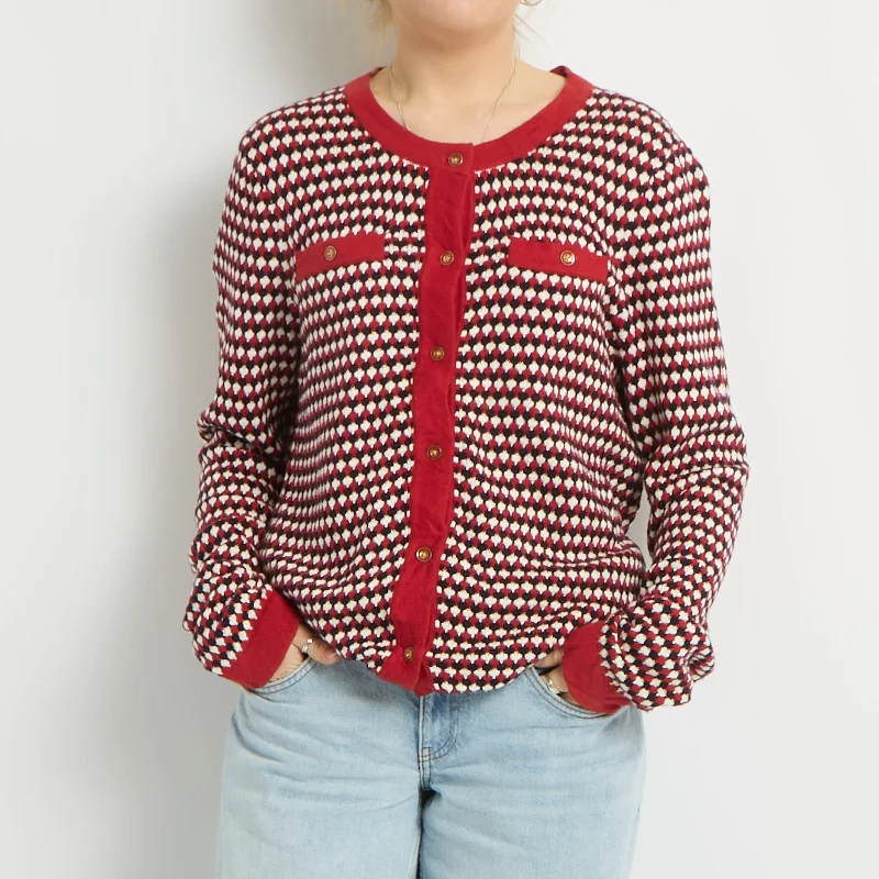 Tommy Hilfiger Knitted Cardigan - UK 12 Beaded Cardigan Sequined Faux Fur
