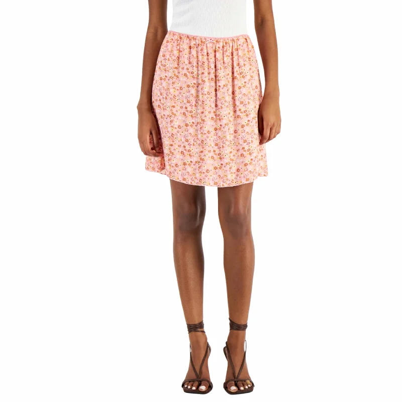 LOVE FIRE - Unlined Scalloped Floral Pull on Skirt wrap skirt elegant