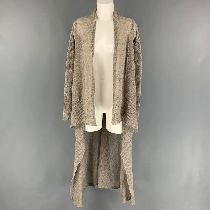 DRKSHDW GLITTER F/W 2017 One Size Light Gray Knitted Asymmetrical Cardigan Handmade Hand-knitted Hand-woven