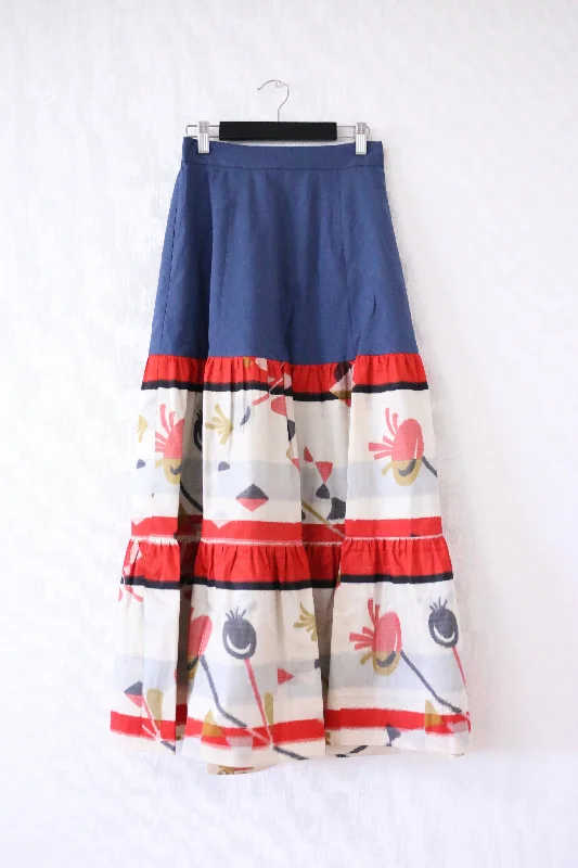 Matsuri -Meisen Teered Skirt Navy wool skirt breathable