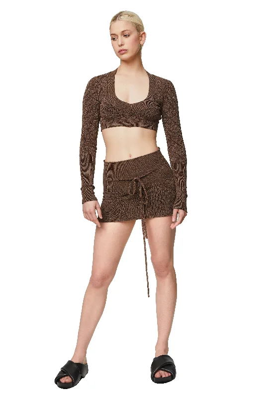 CALI KNITTED SKIRT (BROWN GLITTER) wool skirt warm