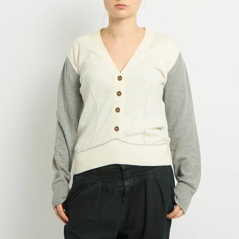 Embroidery Detail Knitted Cardigan - UK 8 Neon metallic Matte