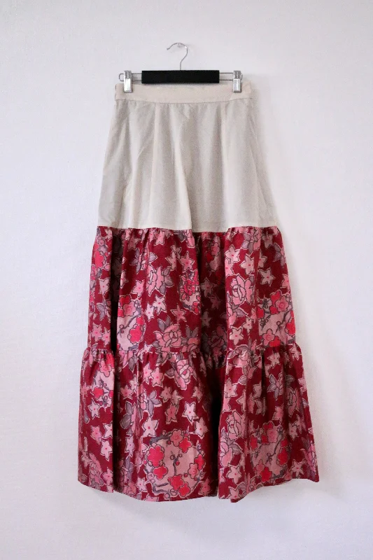 Hanazono -Meisen Teered Skirt-Beige low waist skirt