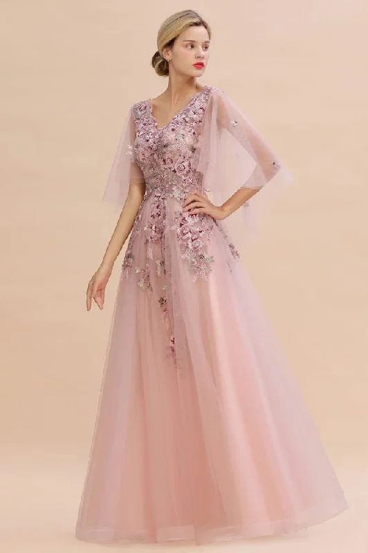 Elegant Tulle A-line Floral Wedding Dress Puffy Long Sleeves Evening Party Dress Tunics Sophisticated sleek
