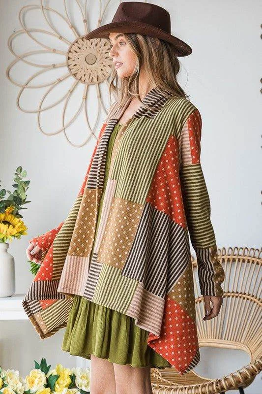 Jade By Jane Multi Color Polkadot Print Cardigan Soft Cozy Warm