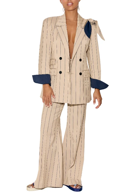 Paneled & Piped Flare Pant Classic Chino Pants
