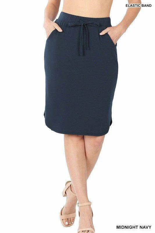 Zenana Self Tie Tulip Hem Skirt With Side Pockets velvet skirt glossy