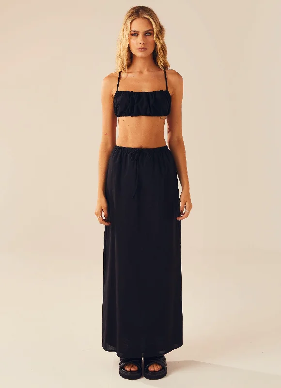 Sicilian Sun Maxi Skirt - Black cashmere skirt fine