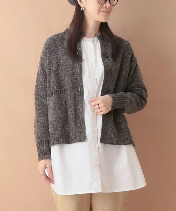 Mole yarn knit cardigan 24W060 Stretchy Elastic Breathable