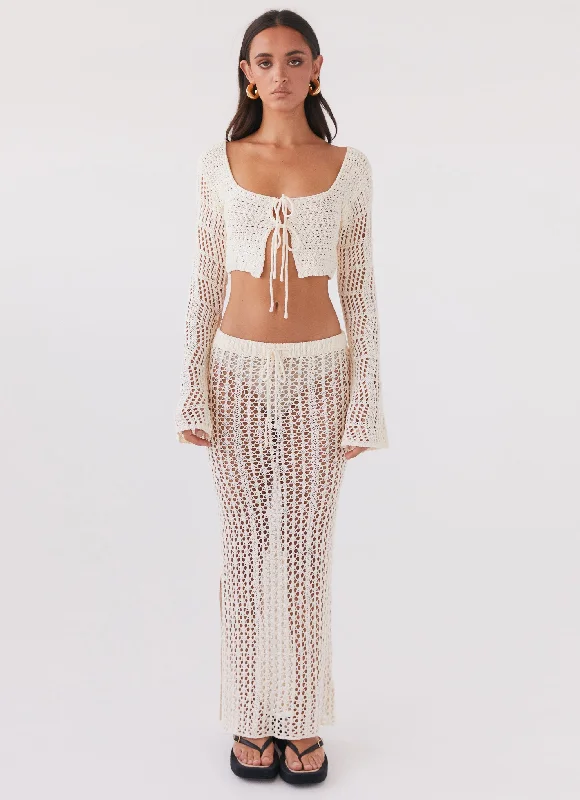 Rosalina Crochet Maxi Skirt - Natural maxi skirt elegant