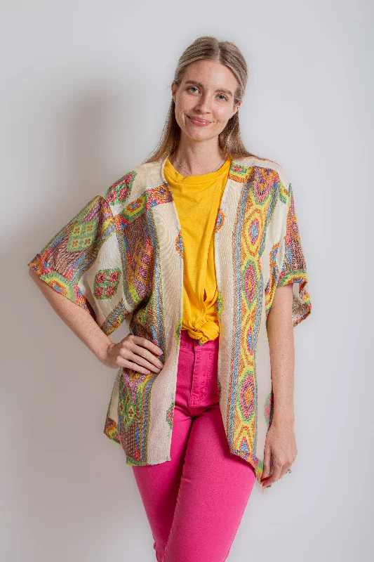 Ivory Embroidered Cardigan Beaded Cardigan Sequined Faux Fur